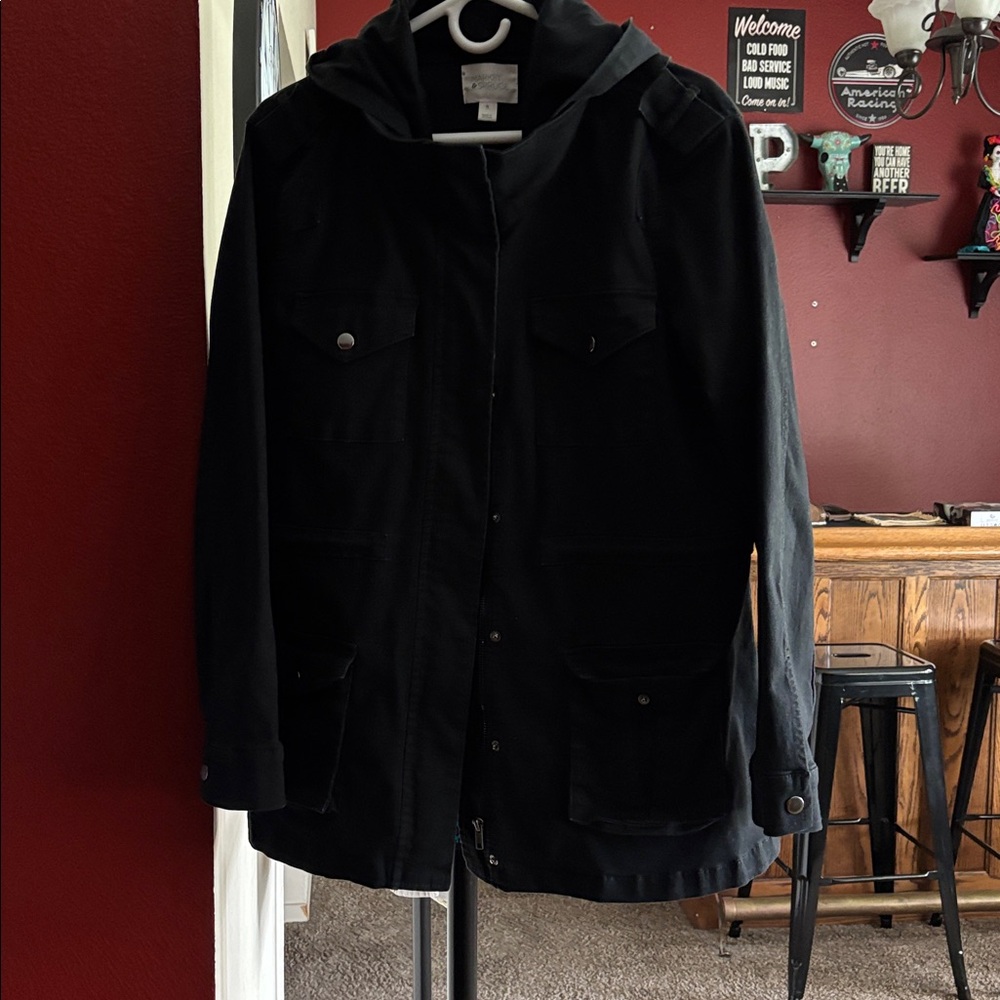 Market & Spruce Black cargo style jacket